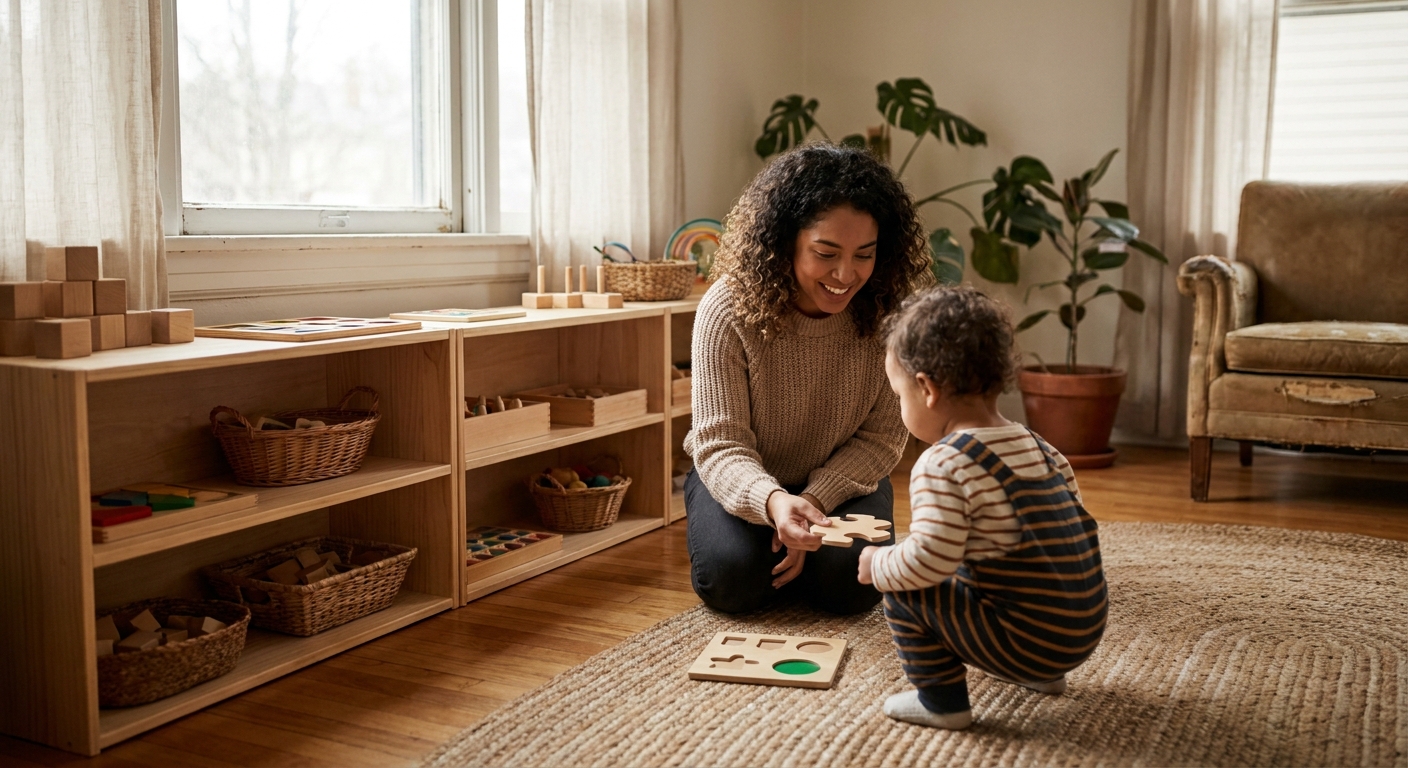 Educator working with a child