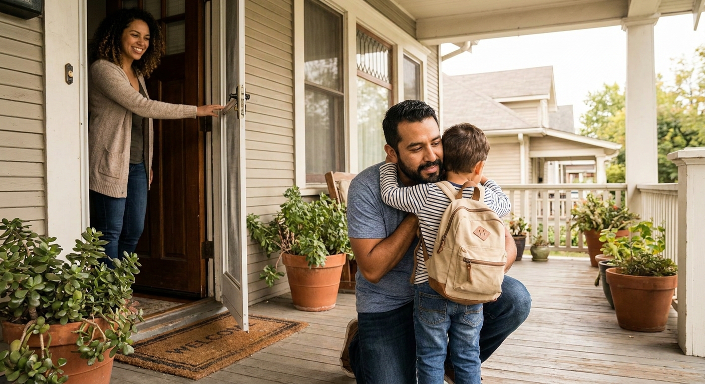 Family dropping off child